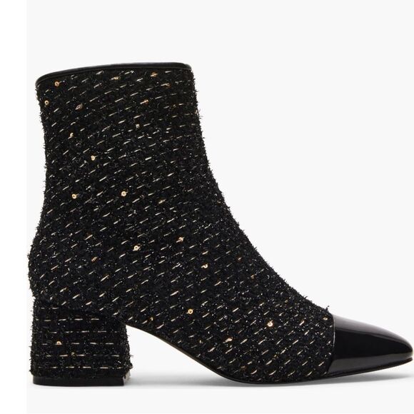 Steve Madden Eiffel Bootie, Tweed Black Sparkle, Low Block Heel Size 8 & 8.5 NWT - Picture 4 of 17